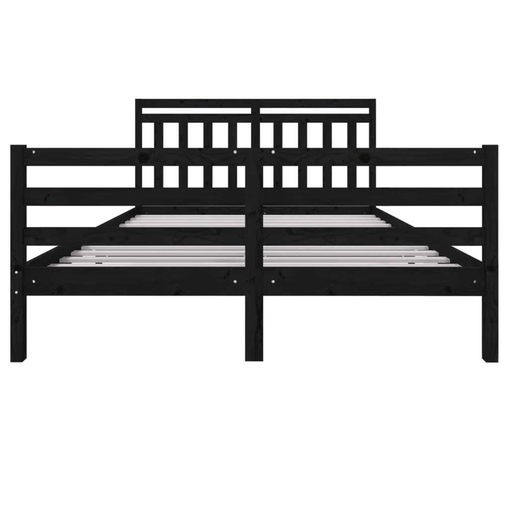 Πλαίσιο Κρεβατιού Μαύρο 150 x 200 εκ. Μασίφ Ξύλο King Size