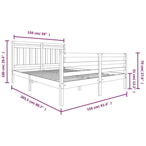 Πλαίσιο Κρεβατιού Μαύρο 150 x 200 εκ. Μασίφ Ξύλο King Size