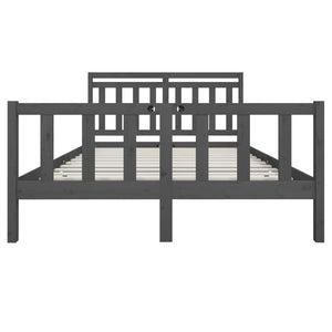 Πλαίσιο Κρεβατιού Γκρι 150 x 200 εκ. Μασίφ Ξύλο King Size