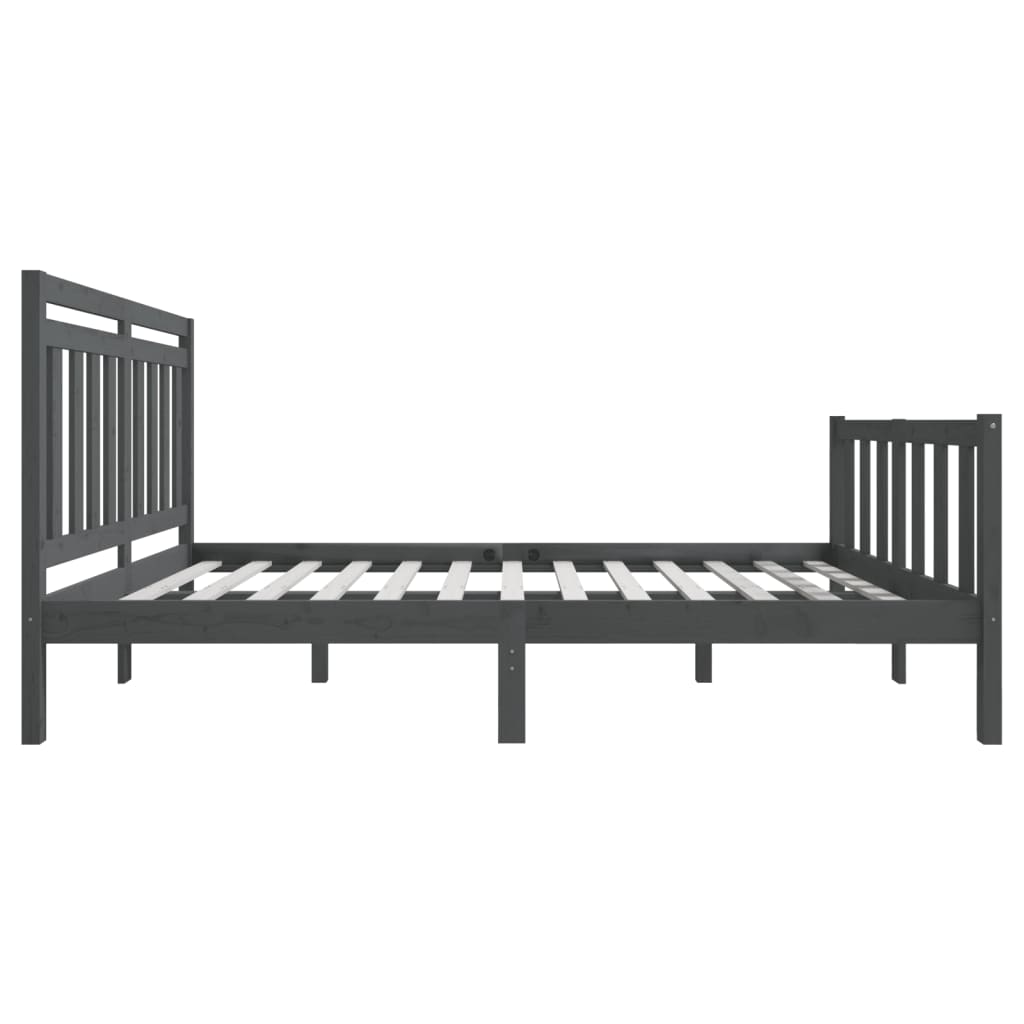 Πλαίσιο Κρεβατιού Γκρι 150 x 200 εκ. Μασίφ Ξύλο King Size
