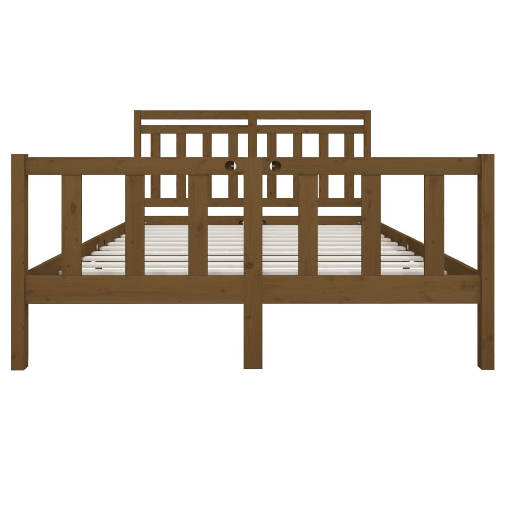 Σκελετός κρεβατιού Honey Brown 150x200 cm King Size Μασίφ Ξύλο - Pakobazaar