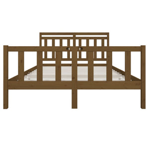 Σκελετός κρεβατιού Honey Brown 150x200 cm King Size Μασίφ Ξύλο - Pakobazaar