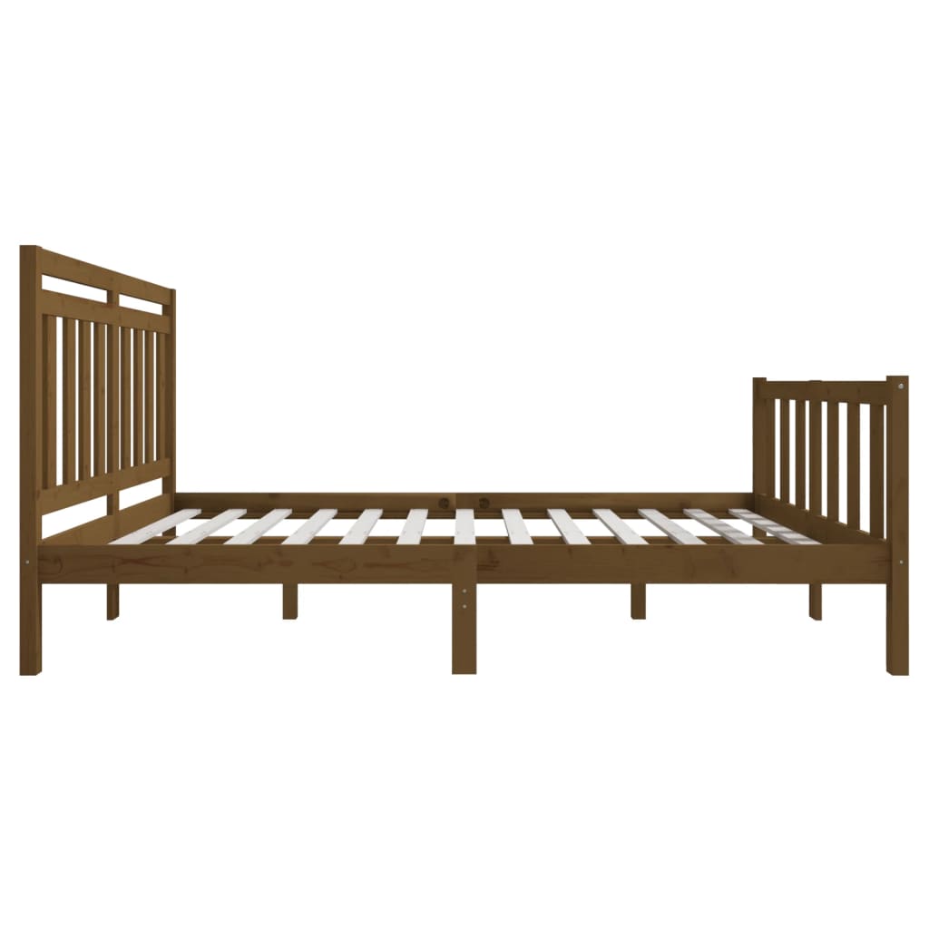 Σκελετός κρεβατιού Honey Brown 150x200 cm King Size Μασίφ Ξύλο - Pakobazaar