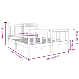 Σκελετός κρεβατιού Honey Brown 150x200 cm King Size Μασίφ Ξύλο - Pakobazaar