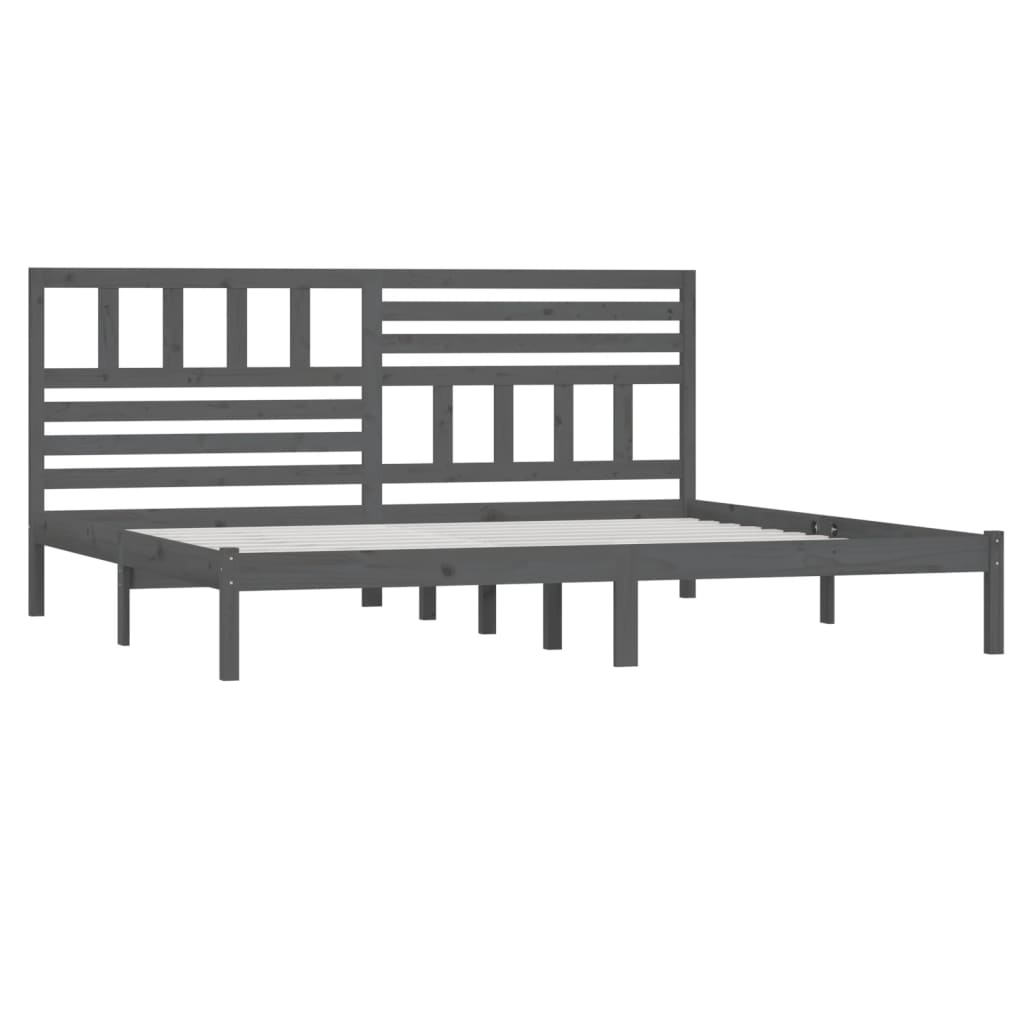 Πλαίσιο Κρεβατιού Γκρι 200 x 200 εκ. από Μασίφ Ξύλο Πεύκου - PAKOBAZAAR