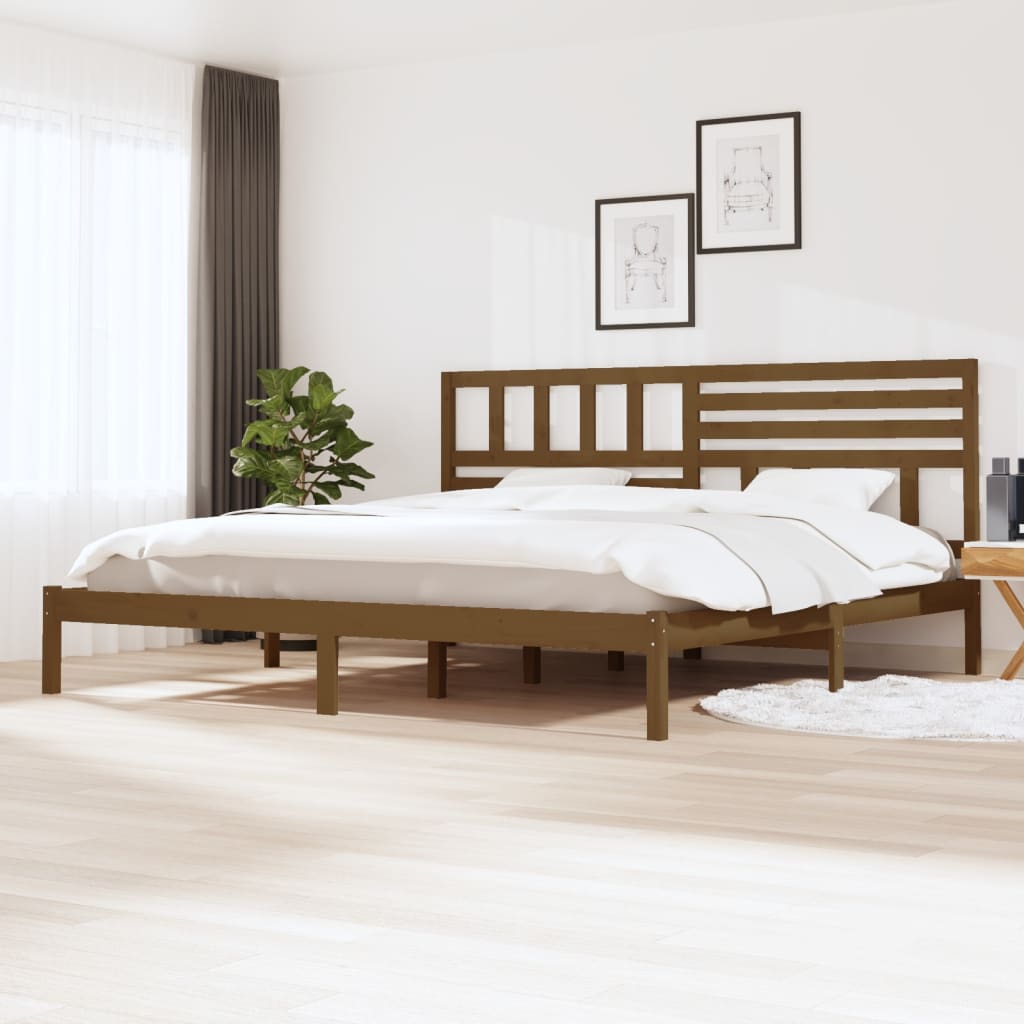 Πλαίσιο Κρεβατιού Καφέ Μελί 200 x 200 εκ. από Μασίφ Ξύλο Πεύκου - PAKOBAZAAR