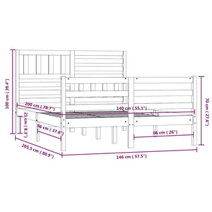 Πλαίσιο Κρεβατιού Γκρι 140 x 200 εκ. από Μασίφ Ξύλο - Pakobazaar