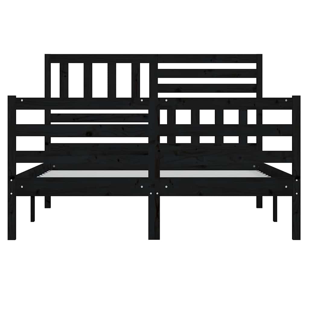 Πλαίσιο Κρεβατιού Μαύρο 150 x 200 εκ. Μασίφ Ξύλο King Size