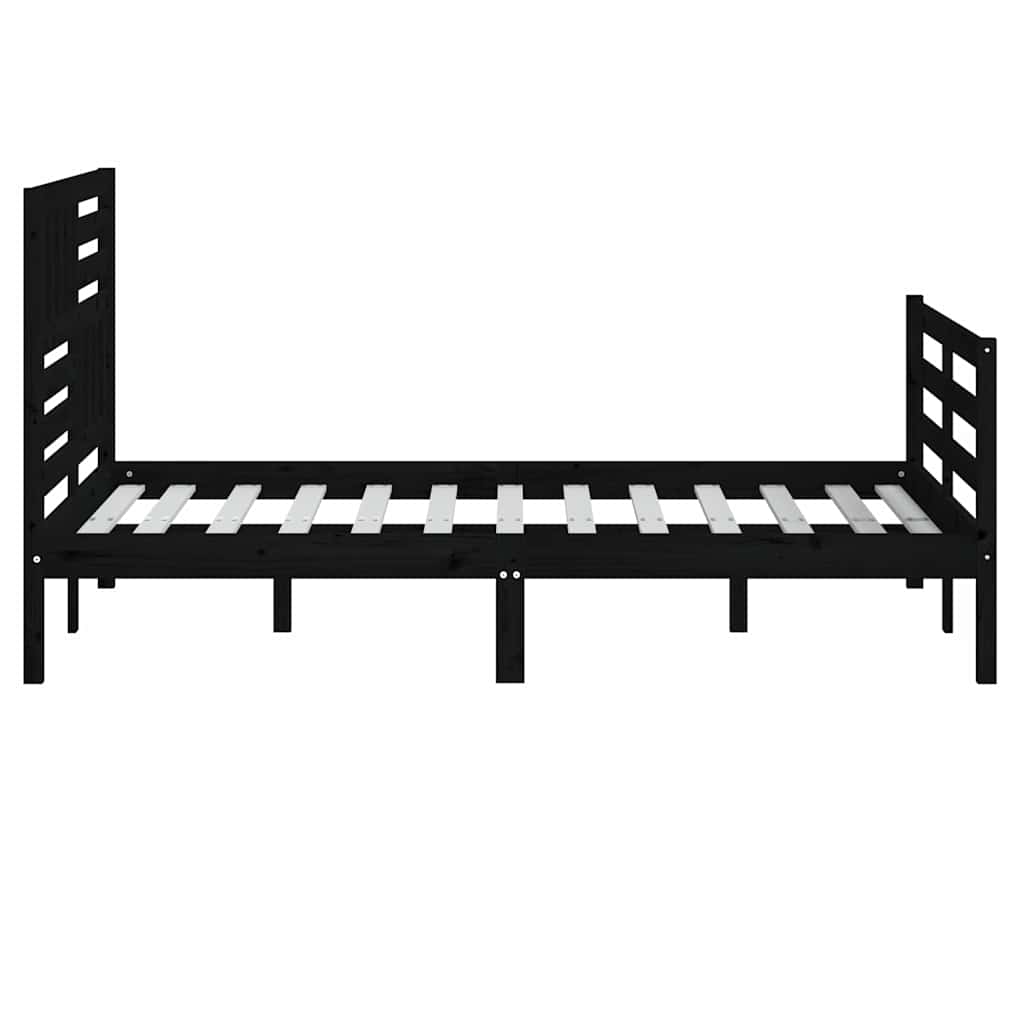 Πλαίσιο Κρεβατιού Μαύρο 150 x 200 εκ. Μασίφ Ξύλο King Size