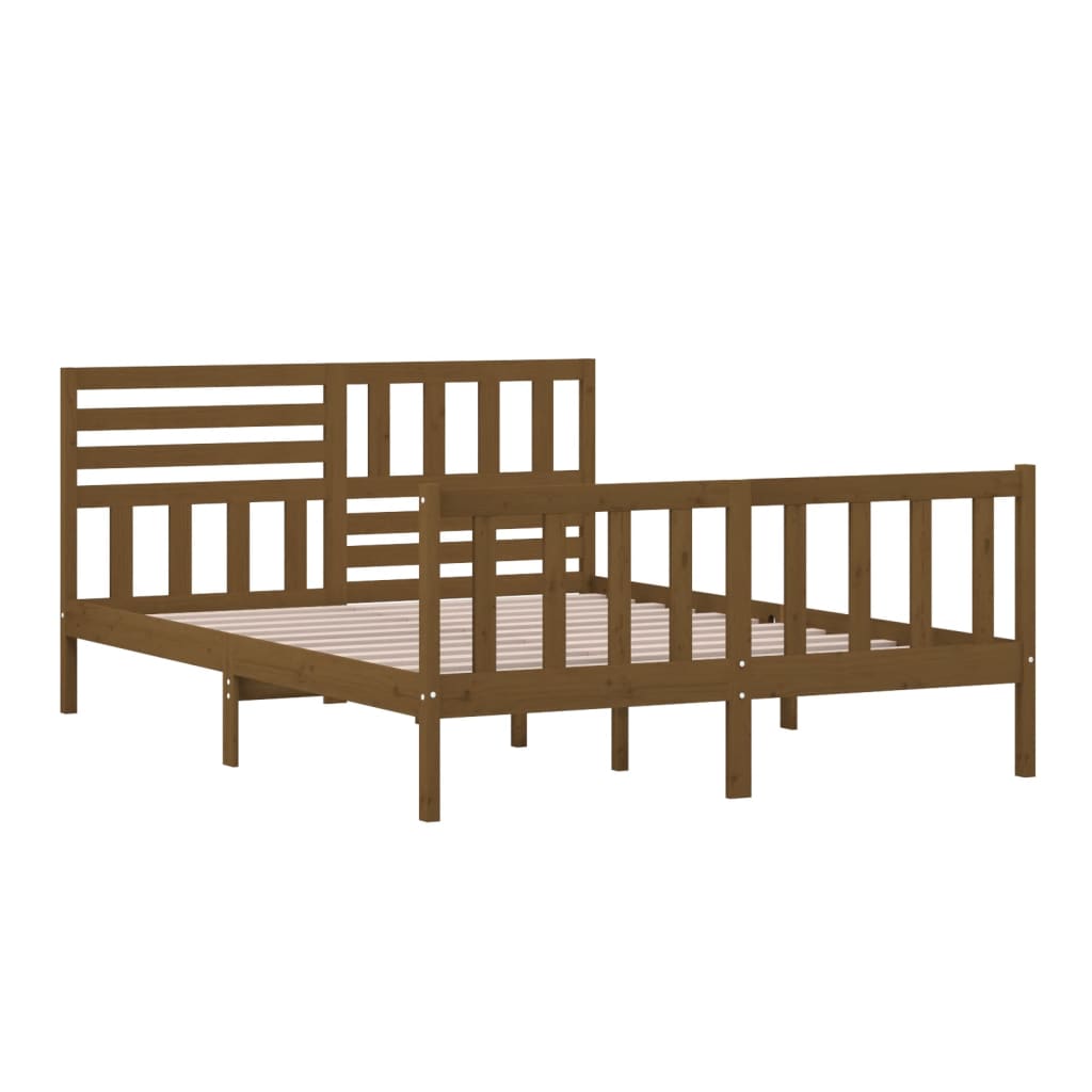 Σκελετός κρεβατιού Honey Brown 150x200 cm King Size Μασίφ Ξύλο