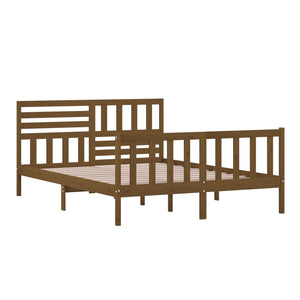 Σκελετός κρεβατιού Honey Brown 150x200 cm King Size Μασίφ Ξύλο