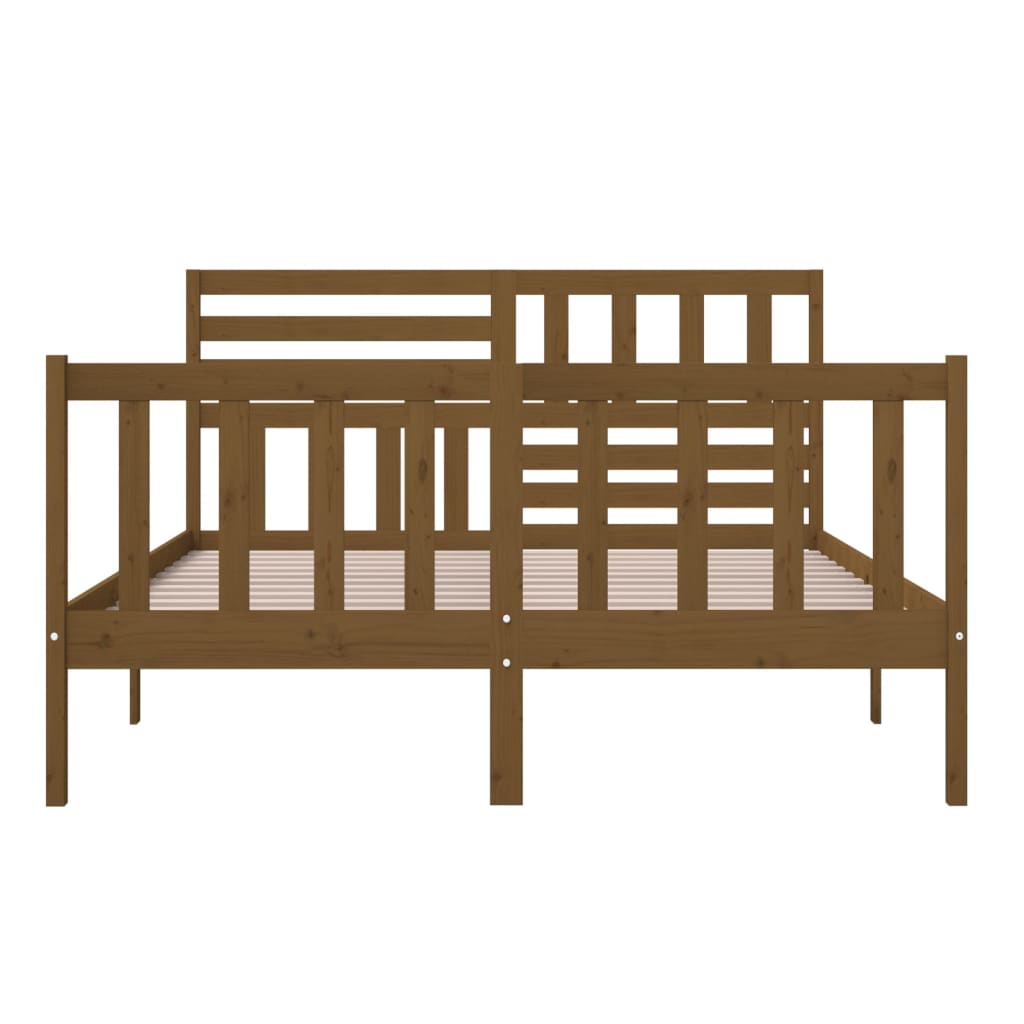 Σκελετός κρεβατιού Honey Brown 150x200 cm King Size Μασίφ Ξύλο