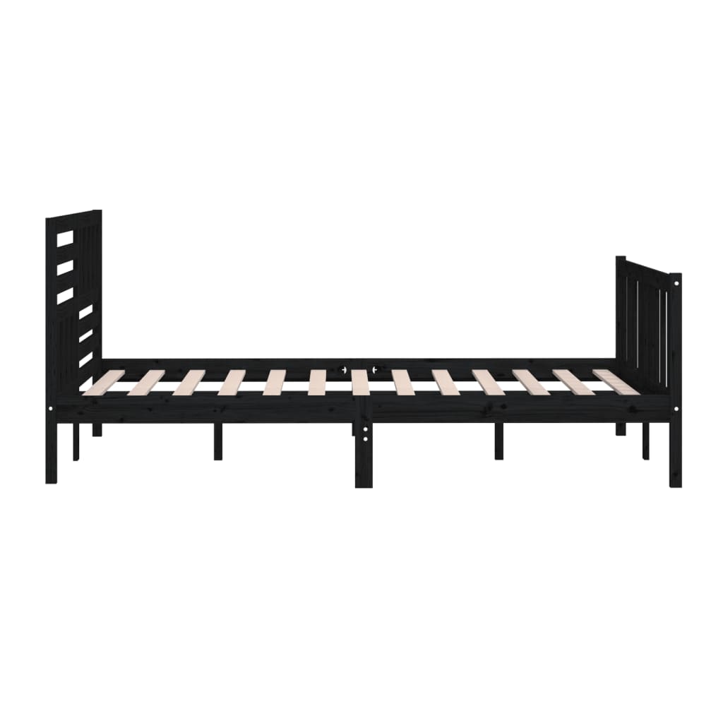 Πλαίσιο Κρεβατιού Μαύρο 150 x 200 εκ. Μασίφ Ξύλο King Size - Pakobazaar