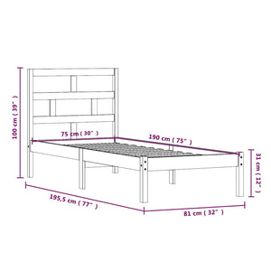Πλαίσιο Κρεβατιού 75 x 190 εκ. από Μασίφ Ξύλο Small Single - PAKOBAZAAR