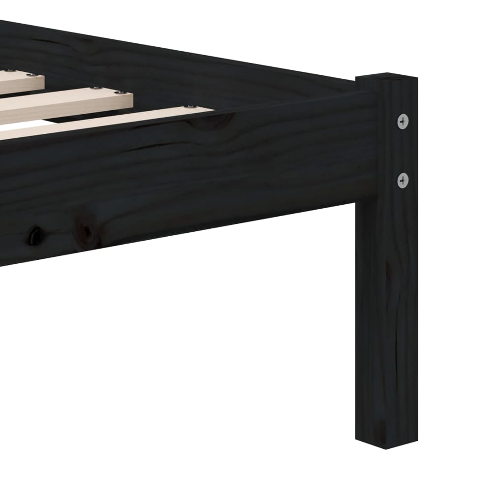 Πλαίσιο Κρεβατιού Μαύρο 90 x 200 εκ. από Μασίφ Ξύλο Πεύκου