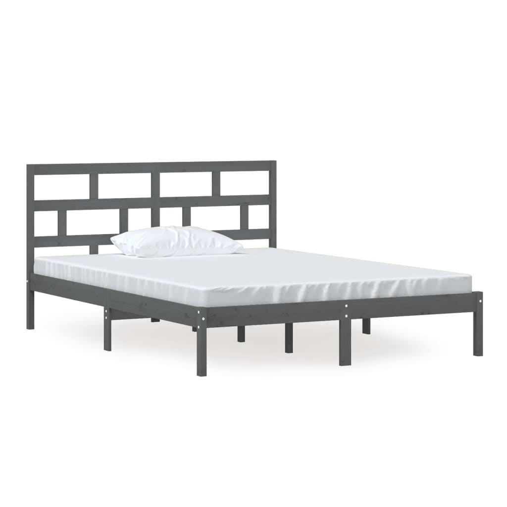 Πλαίσιο Κρεβατιού Γκρι 150 x 200 εκ. Μασίφ Ξύλο King Size