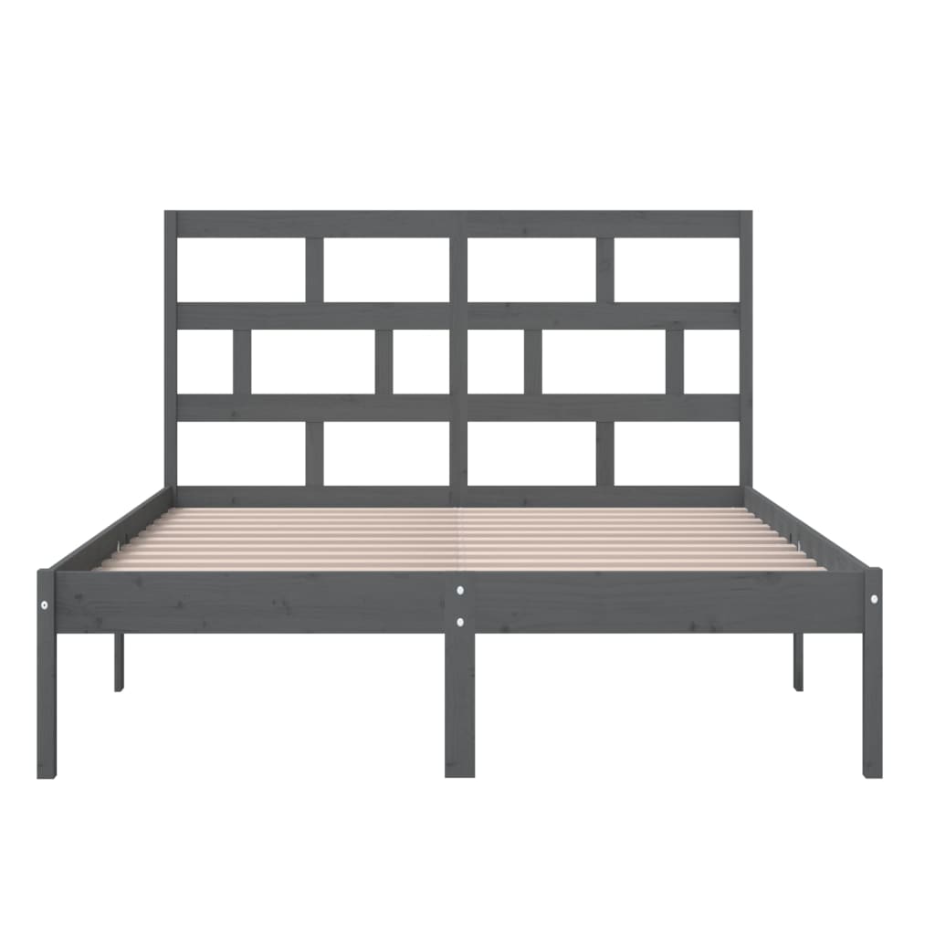Πλαίσιο Κρεβατιού Γκρι 150 x 200 εκ. Μασίφ Ξύλο King Size