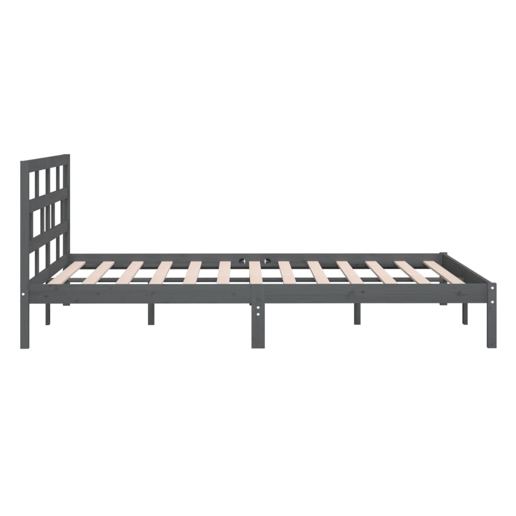 Πλαίσιο Κρεβατιού Γκρι 150 x 200 εκ. Μασίφ Ξύλο King Size