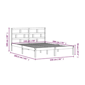Πλαίσιο Κρεβατιού Γκρι 150 x 200 εκ. Μασίφ Ξύλο King Size