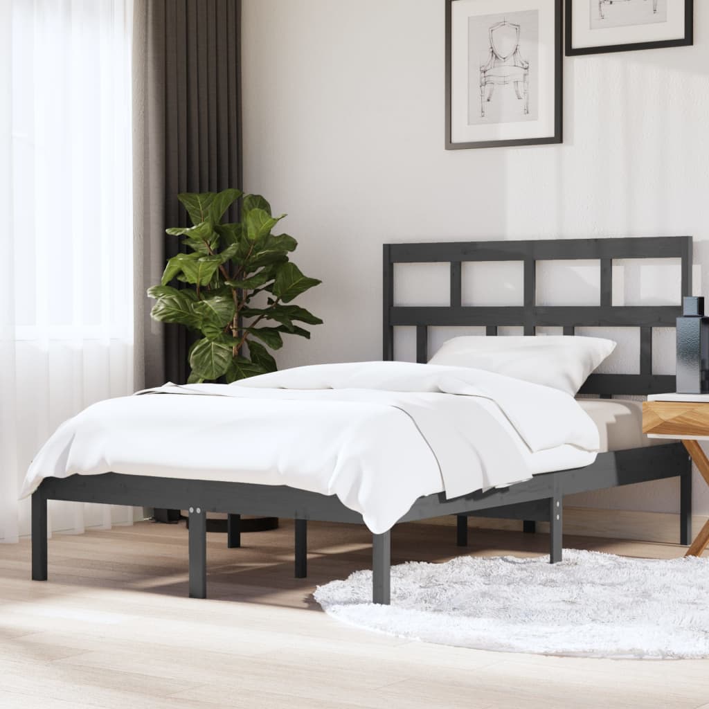 Πλαίσιο Κρεβατιού Γκρι 150 x 200 εκ. Μασίφ Ξύλο King Size