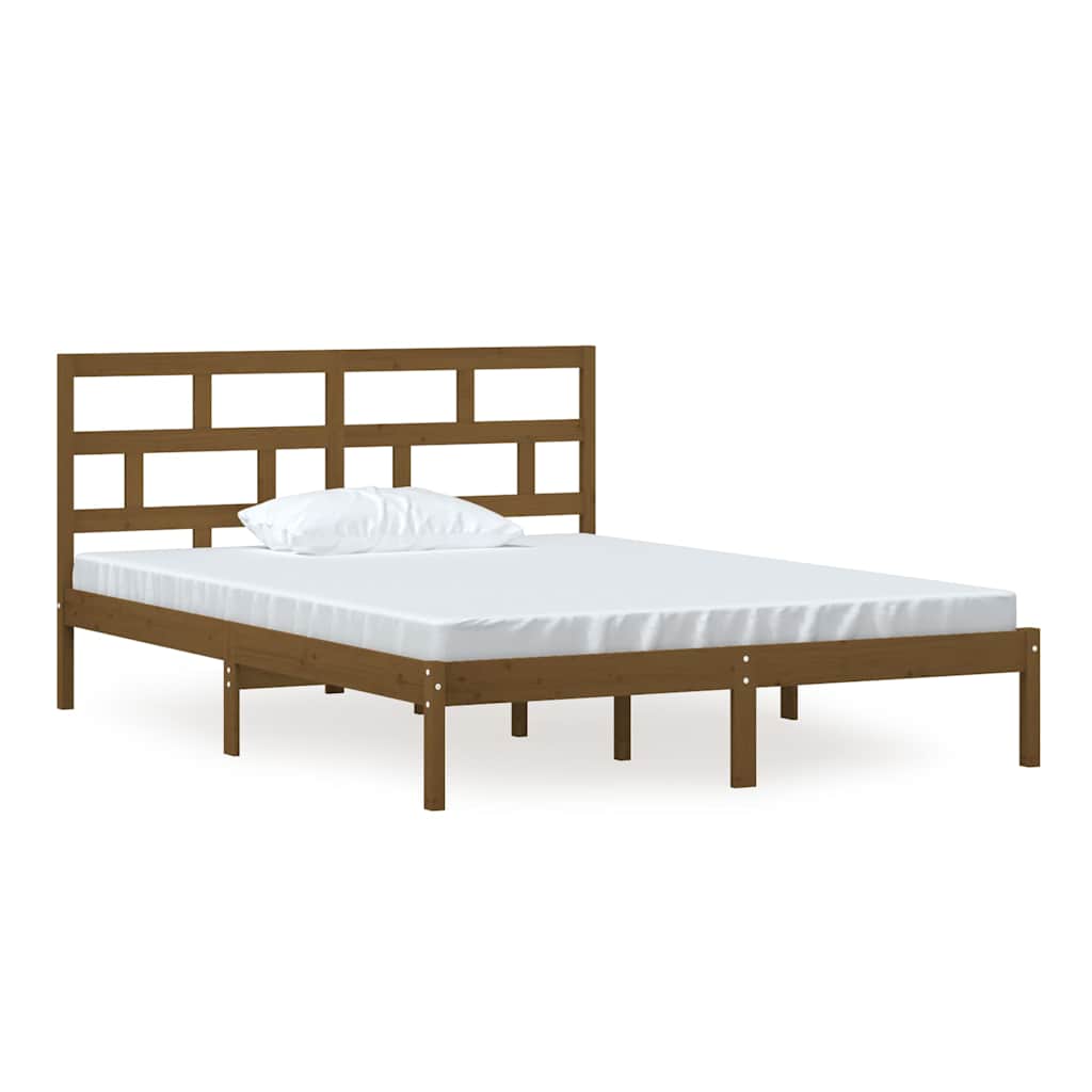 Σκελετός κρεβατιού Honey Brown 150x200 cm King Size Μασίφ Ξύλο - Pakobazaar