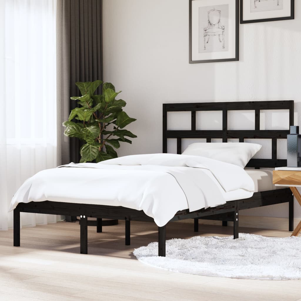Πλαίσιο Κρεβατιού Μαύρο 150 x 200 εκ. Μασίφ Ξύλο King Size - PAKOBAZAAR