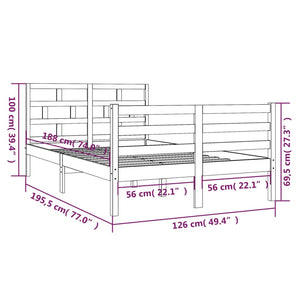 Πλαίσιο Κρεβατιού Μαύρο 120 x 190 εκ. Μασίφ Ξύλο Small Double