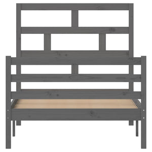 Πλαίσιο Κρεβατιού Γκρι 100 x 200 εκ. από Μασίφ Ξύλο Πεύκου