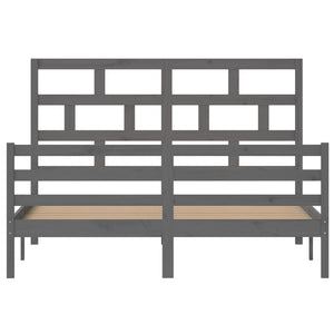 Πλαίσιο Κρεβατιού Γκρι 150 x 200 εκ. Μασίφ Ξύλο King Size