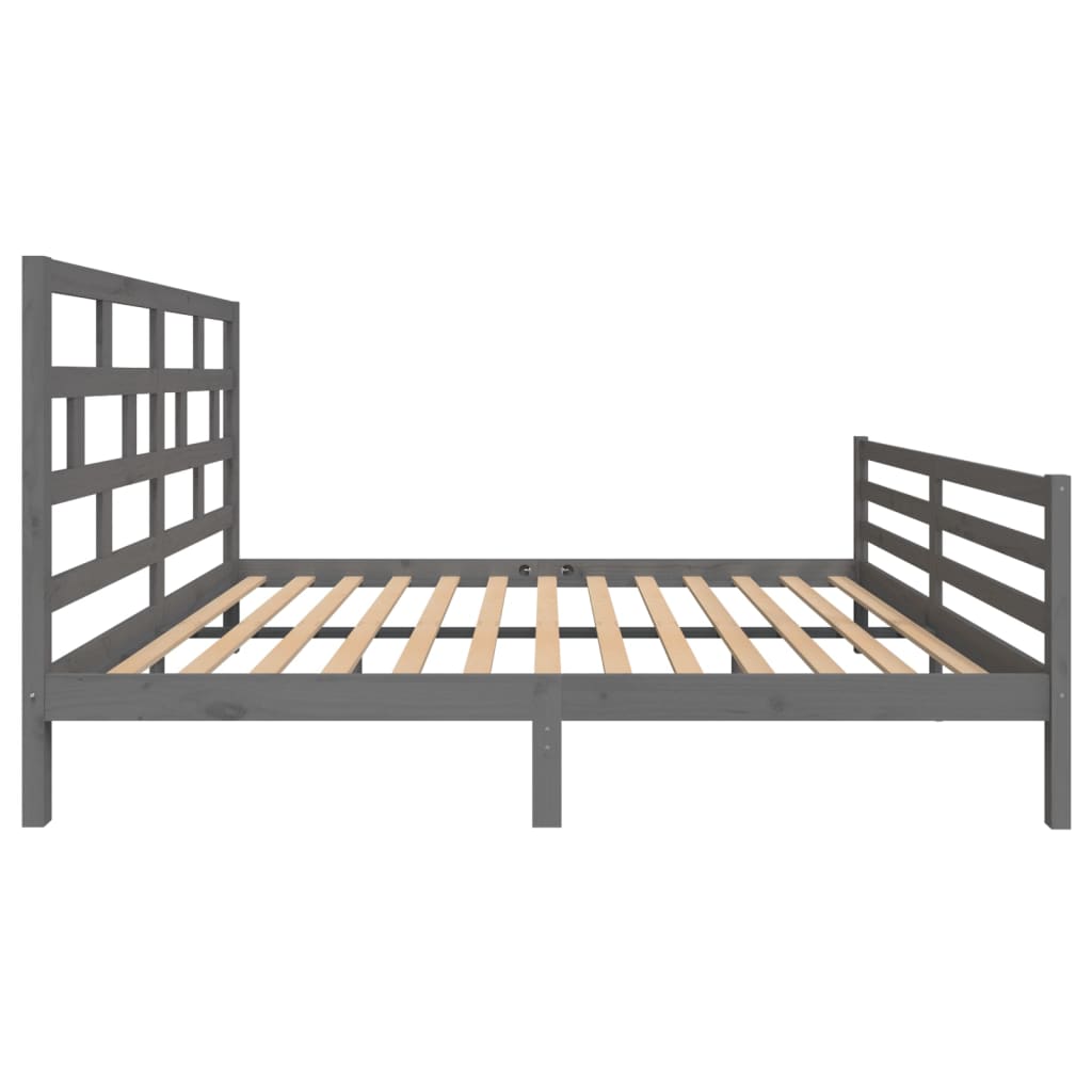 Πλαίσιο Κρεβατιού Γκρι 150 x 200 εκ. Μασίφ Ξύλο King Size