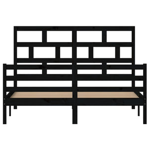 Πλαίσιο Κρεβατιού Μαύρο 150 x 200 εκ. Μασίφ Ξύλο King Size