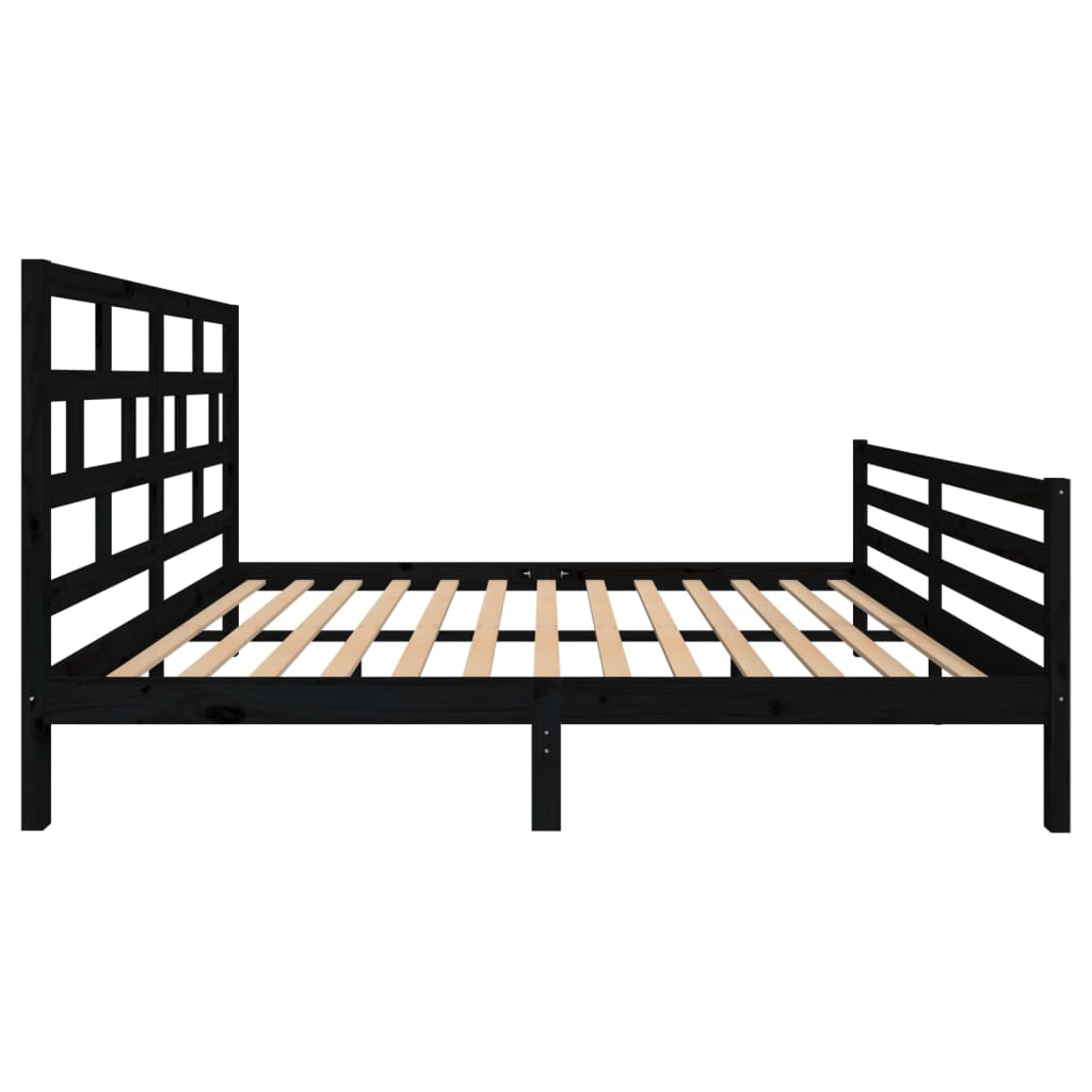 Πλαίσιο Κρεβατιού Μαύρο 150 x 200 εκ. Μασίφ Ξύλο King Size