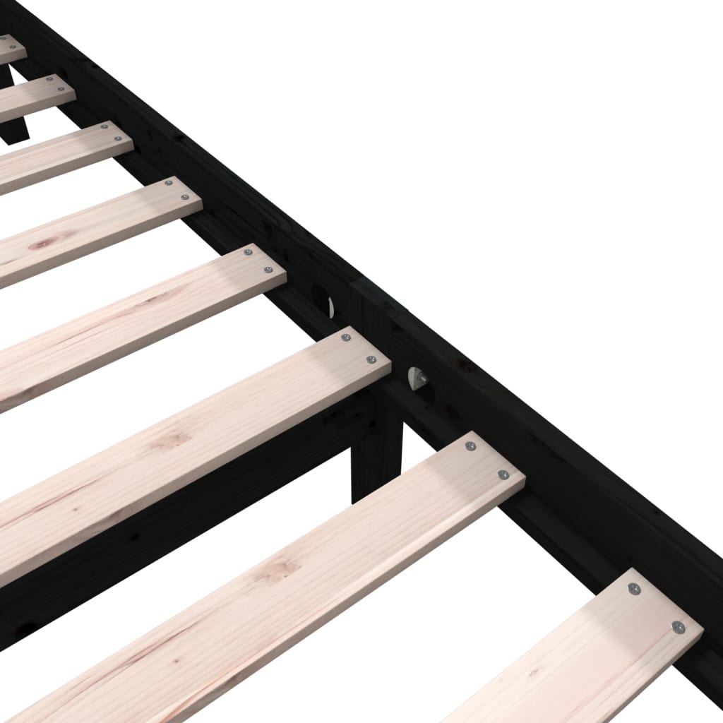 Πλαίσιο Κρεβατιού Μαύρο 100 x 200 εκ. από Μασίφ Ξύλο Πεύκου - Pakobazaar