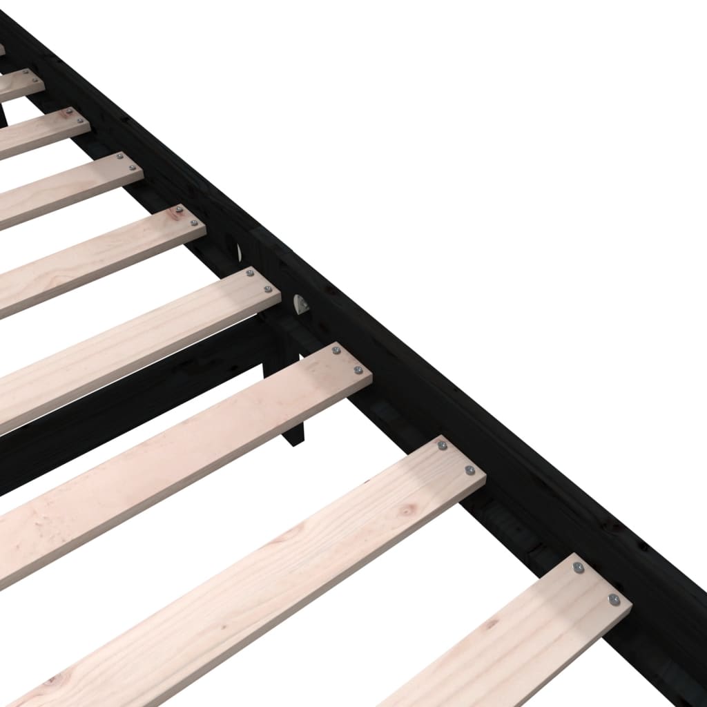 Πλαίσιο Κρεβατιού Μαύρο 200 x 200 εκ. από Μασίφ Ξύλο Πεύκου - PAKOBAZAAR