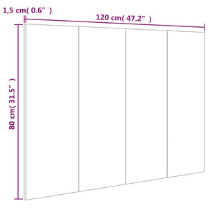 Κεφαλάρι Κρεβατιού Μαύρο 120x1,5x80 εκ. από Επεξεργασμένο Ξύλο