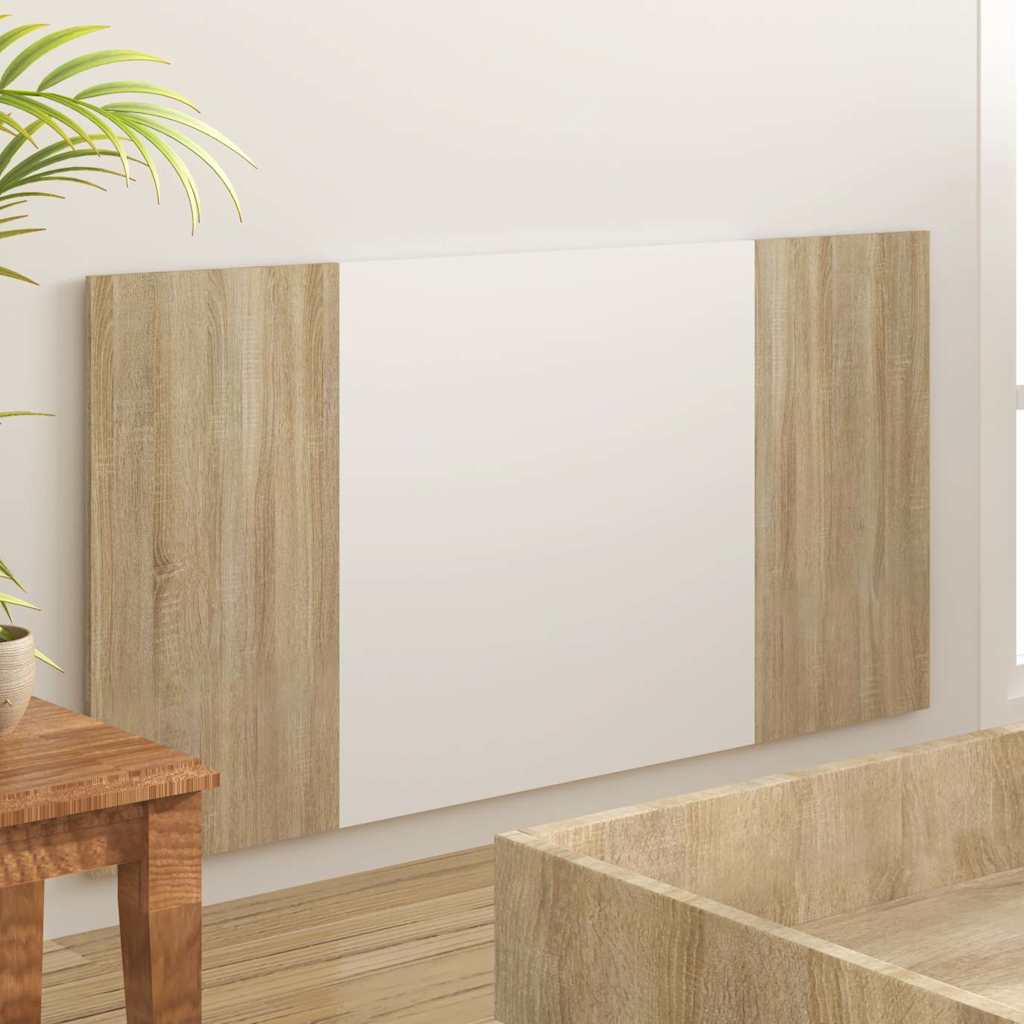 Κεφαλάρι Κρεβατιού Λευκό/Sonoma Δρυς 160x1,5x80 εκ. Επεξ. Ξύλο