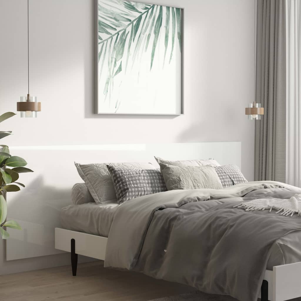 Κεφαλάρι Κρεβατιού Γυαλιστερό Λευκό 240x1,5x80 εκ Επεξεργ. Ξύλο