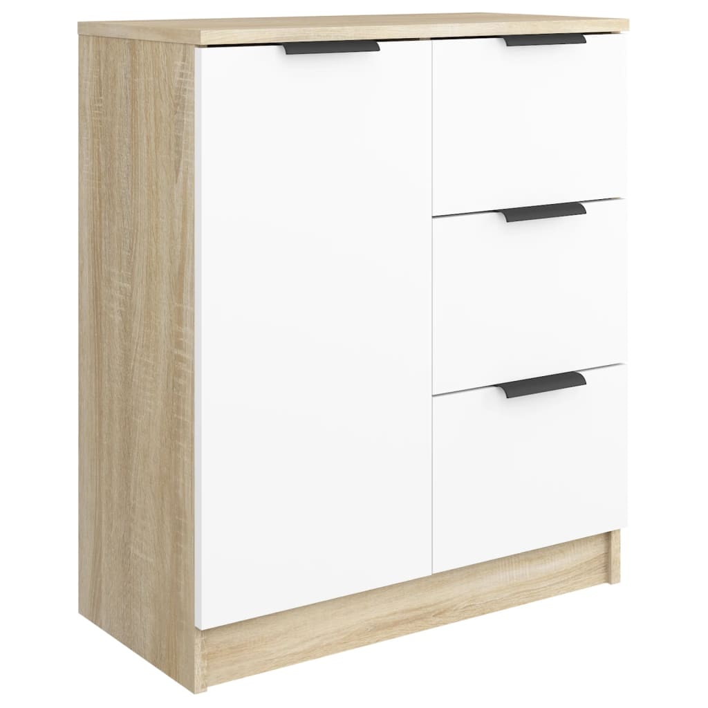 Συρταριέρα Λευκή/Sonoma Δρυς 60x30x70 εκ. Επεξεργασμένο Ξύλο