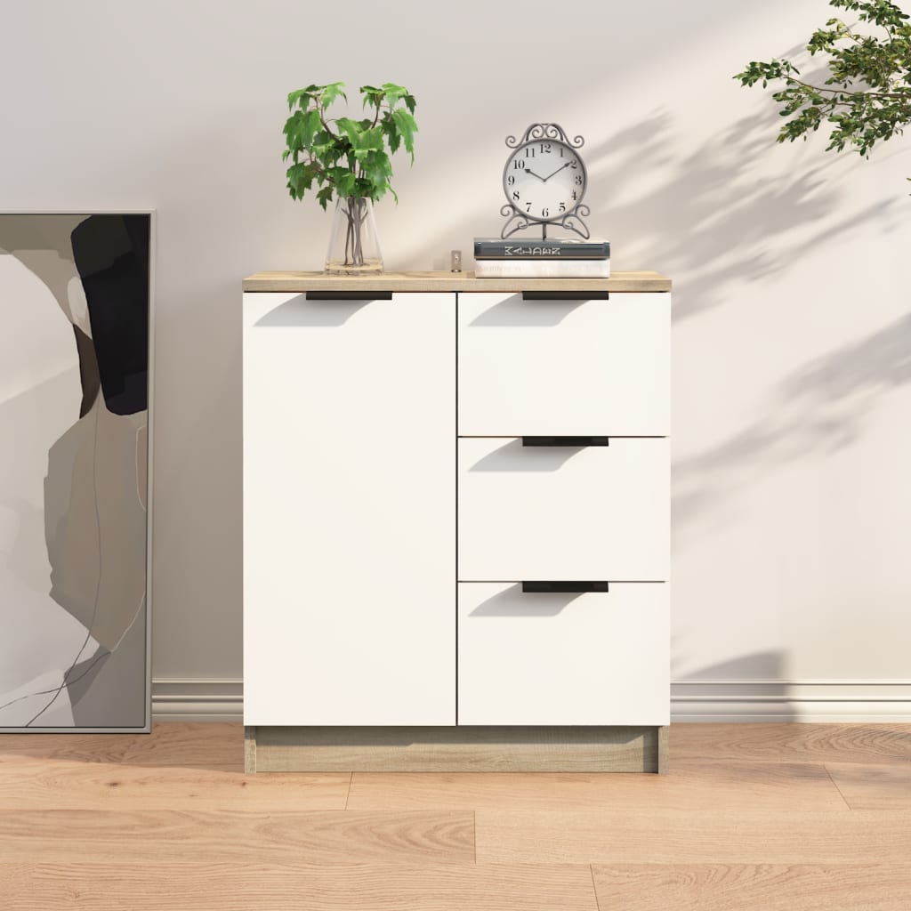 Συρταριέρα Λευκή/Sonoma Δρυς 60x30x70 εκ. Επεξεργασμένο Ξύλο