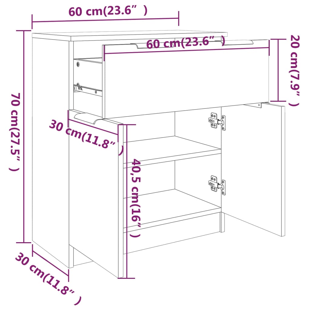 Ντουλάπι Λευκό/Sonoma Δρυς 60x30x70 εκ. Επεξεργασμένο Ξύλο