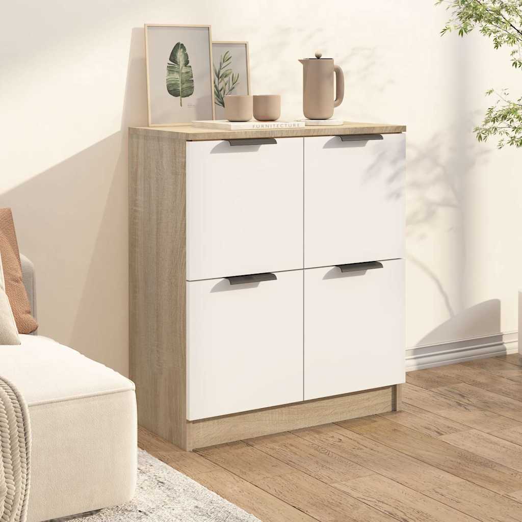 Συρταριέρα Λευκή/Sonoma Δρυς 60x30x70 εκ. Επεξεργασμένο Ξύλο