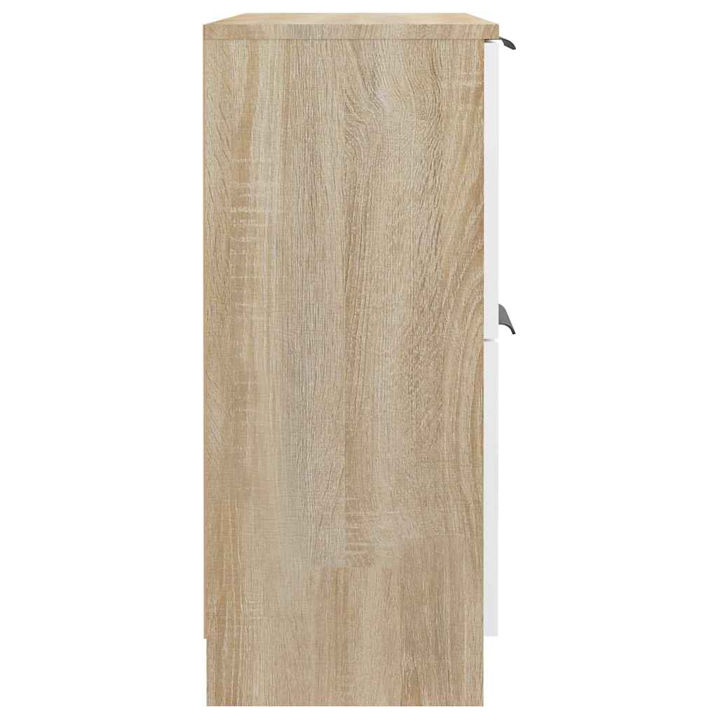Συρταριέρα Λευκή/Sonoma Δρυς 60x30x70 εκ. Επεξεργασμένο Ξύλο