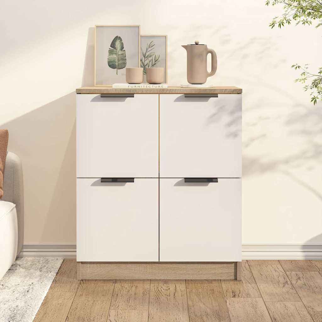Συρταριέρα Λευκή/Sonoma Δρυς 60x30x70 εκ. Επεξεργασμένο Ξύλο