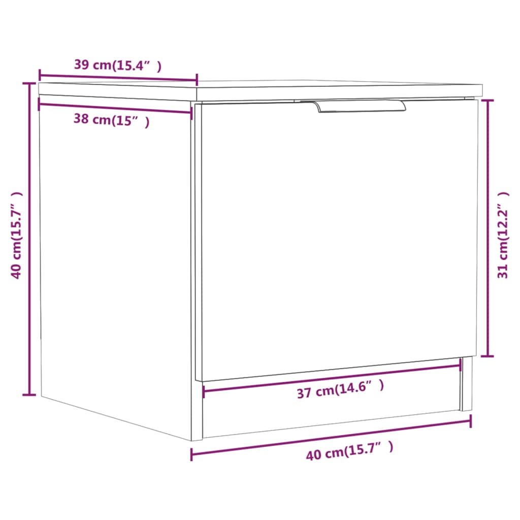 Κομοδίνο Μαύρο 40 x 39 x 40 εκ.