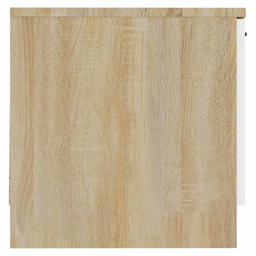 Κομοδίνο Λευκό & Sonoma Δρυς 40 x 39 x 40 εκ.