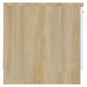 Κομοδίνο Λευκό & Sonoma Δρυς 40 x 39 x 40 εκ.