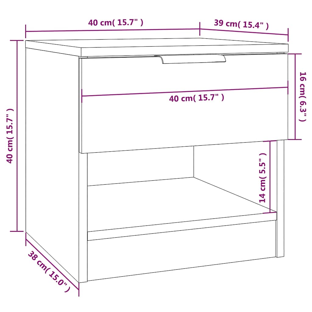 Κομοδίνα 40 x 39 x 40 εκ. Επεξεργασμένο Ξύλο - Pakobazaar