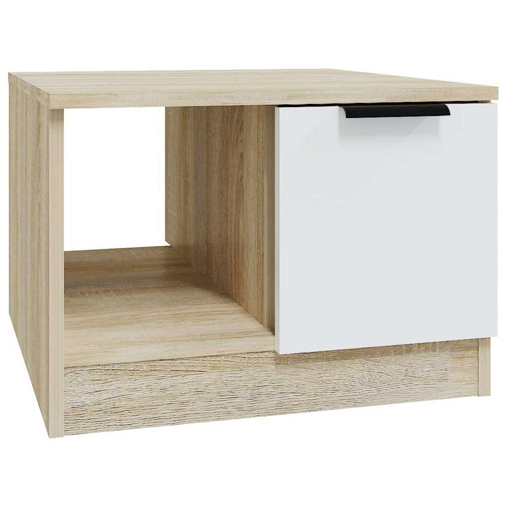 Τραπεζάκι Σαλονιού Λευκό & Sonoma Δρυς 50x50x36 εκ. Επεξ. Ξύλο - Pakobazaar