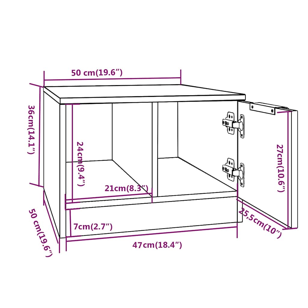 Τραπεζάκι Σαλονιού Λευκό & Sonoma Δρυς 50x50x36 εκ. Επεξ. Ξύλο - Pakobazaar