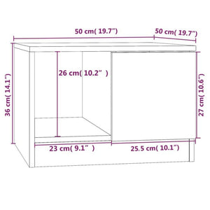 Τραπεζάκι Σαλονιού Γυαλ. Λευκό 50x50x36 εκ. Επεξεργασμένο Ξύλο